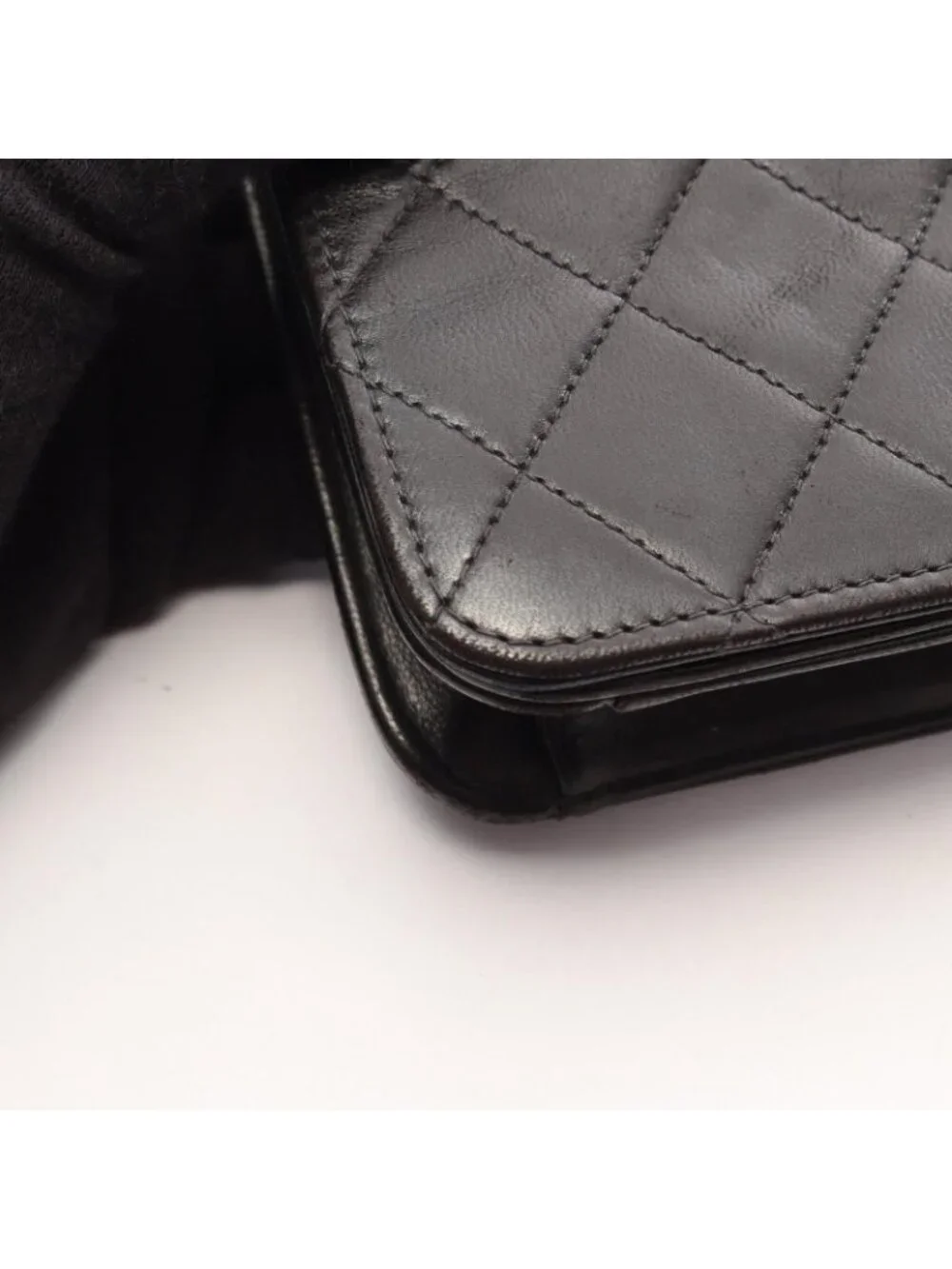 Chanel Shoulder Bag Mini Quilted Full Flap Black Lambskin Push Lock Chain